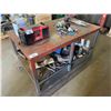 Image 1 : RED METAL 2 TIER INDUSTRIAL WORK BENCH 3'L X 5'W X 3'H WITH PARAMO NO.3 BENCH VICE