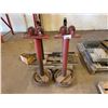 Image 1 : 2 RED METAL WITH 2 GREY METAL INDUSTRIAL PIPE STANDS