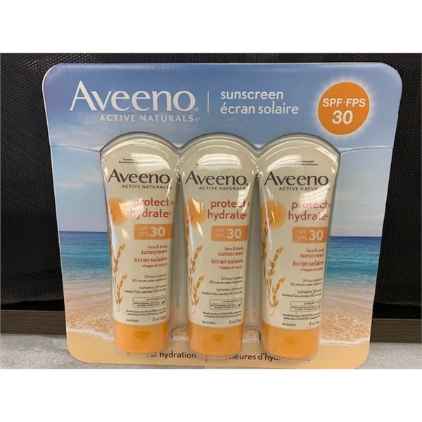 NEW Aveeno Sunscreen 3pk  30SPF