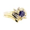 Image 1 : 1.24 ctw Blue Sapphire And Diamond Ring And Band - 14KT Yellow Gold