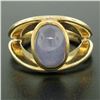 Image 2 : 14K Yellow Gold Split Shank Bezel Cabochon Blue Star Sapphire Mens Ring