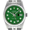 Image 1 : Rolex Mens Stainless Steel Green Diamond 36MM Datejust Wristwatch