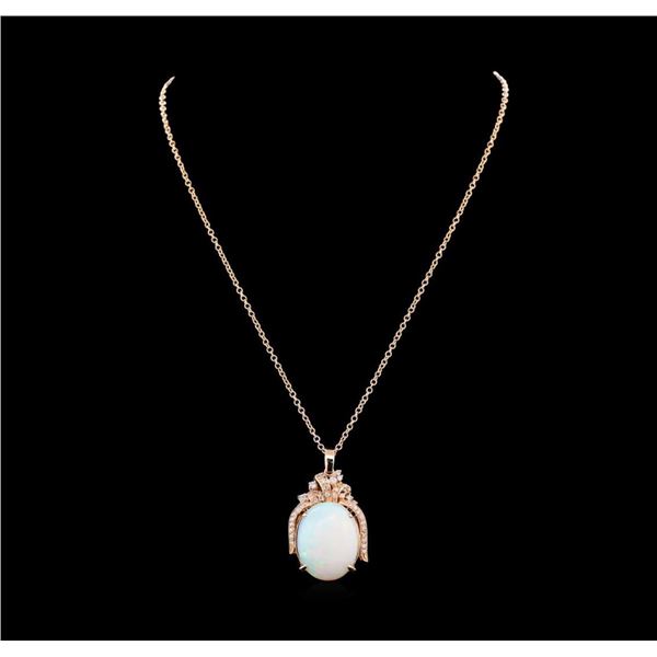 23.65 ctw Opal and Diamond Pendant With Chain - 14KT Rose Gold