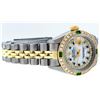 Image 2 : Rolex Ladies 2 Tone MOP Sapphire & Emerald Oyster Perpetual Datejust Wriswatch