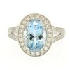 Image 1 : Modern 18K White Gold 3.07 ctw Oval Aquamarine Diamond Sylvie Split Shank Ring