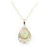 Image 2 : 5.59 ctw Opal and Diamond Pendant - 14KT Yellow Gold
