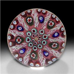 Strathearn Glass Millefiori Latticinio Paperweight