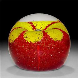 Gentile Glass Abstract Yellow Flower Paperweight
