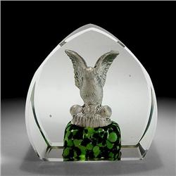 Antique Bohemian Eagle on Nest Paperweight