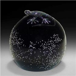 Correia 1984 Silver And Black Lizard Paperweight