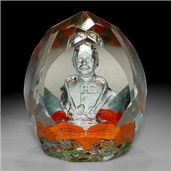 Antique Bohemian Faceted Sulphide Paperweight