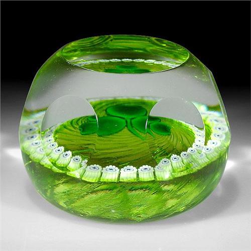 Caithness Emerald Shamrock Millefiori Paperweight