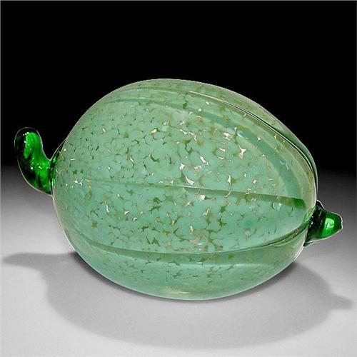 Zimmerman Art Glass Green Squash Paperweight