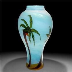 Smallhouse Art Glass 2003 Palm Trees Vase