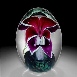 1988 Egg-Shaped Double Lily Paperweight