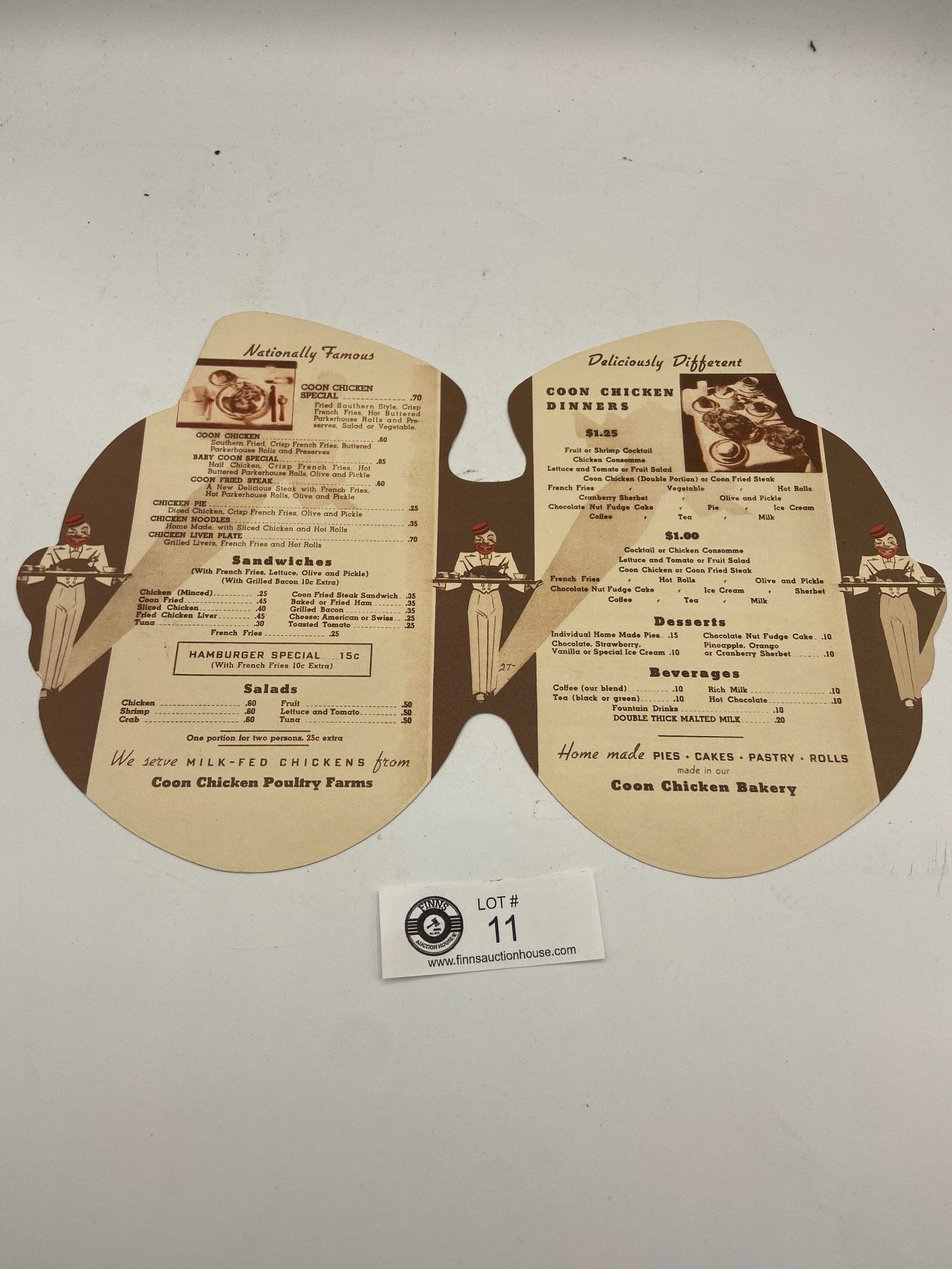 Vintage Coon Chicken Inn Menu Black Americano
