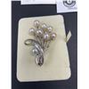 Image 2 : Art Deco Akoya Pearl Brooch in Sterling Silver. Elegant Brooch is set with 8 Lustrous 8mm Cultured P