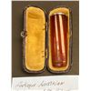 Image 2 : Antique Austrian Amber and Sterling Silver Cigar Holder in Original Box 2.25" Long Marked on the Box