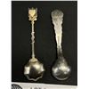 Image 2 : 2 Antique Sterling Silver Salt Spoons Weight 8 Grams