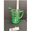 Image 2 : Very Nice 6" Tall Uranium Beaded Block Depression Glass Jug