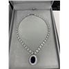 Image 2 : Ladies 925 Silver and Sapphire Blue and White Swarovski Element Lady Diana Necklace