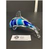 Image 2 : Vintage Art Glass Hand Blown Dolphin Blue and White Twist Case in Clear Excellent Condition 6.25" Lo