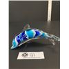 Image 3 : Vintage Art Glass Hand Blown Dolphin Blue and White Twist Case in Clear Excellent Condition 6.25" Lo