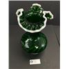 Image 2 : Vintage 1950s Fenton Emerald Green Snow Crest Spiral Vase 11" Tall Kept in Cabinet Excellent Conditi