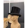 Image 2 : Vintage Made from Beaver Pelt Black Top Hat Excellent Condition with Box which is in rough condition