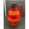 Image 2 : Large Vintage West German Orange and Red Pottery Floor Vase/Jug 15"