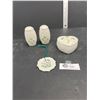 Image 1 : Pair of Belleek Salt and Pepper Shakers plus Lidded Heart Dish and Belleek Ornament