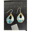 Image 2 : Very Nice Heavy Sterling and Turquoise Inlay Earrings