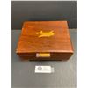 Image 1 : Beautiful Vintage Men's Jewellery Box with Plane on Top Filled with Military Button Badges Etc