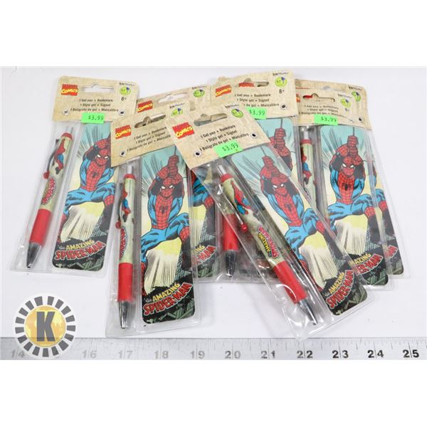 LOT OF 10 ASSORTED SPIDERMAN GEL PEN & BOOKMARK