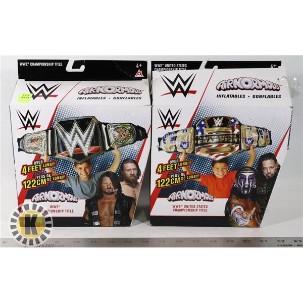 LOT OF 2 INFLATABLE WWE CHAMPIONSHIP TITLE