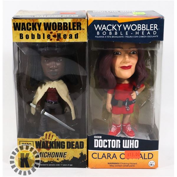 LOT OF 2 WACKY WOBBLER WALKING DEAD/DOCTOR WHO