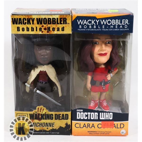 LOT OF 2 WACKY WOBBLER WALKING DEAD/DOCTOR WHO