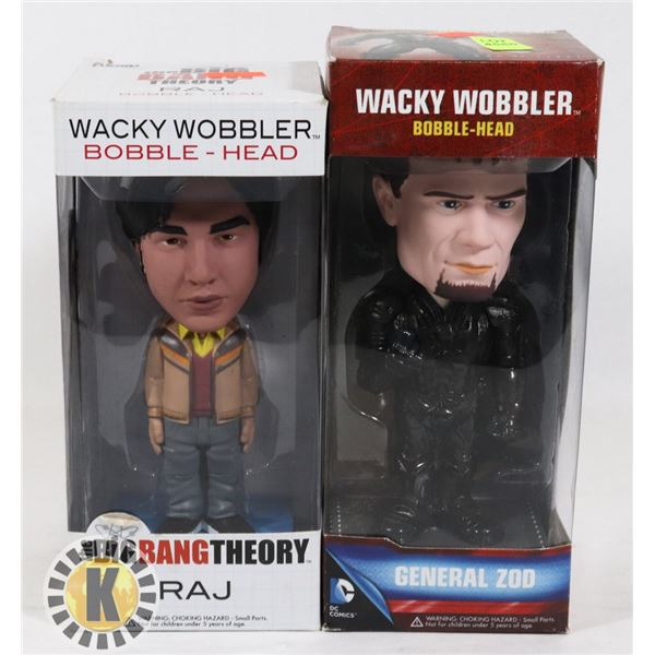 LOT OF 2 WACKY WOBBLER RAJ AND GENERAL ZOD