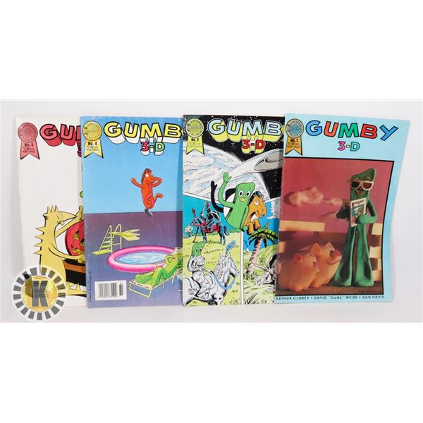 GUMBY 3-D COMICS, ISSUES 1,2,4,5
