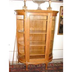 Oak Curved Glass China Cabinet
