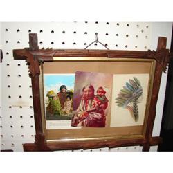 Native American Indian Post Cards Framed