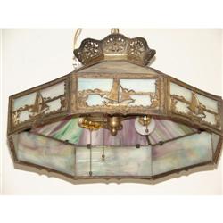 Slag Glass Hanging Dome w/Sailboat trim
