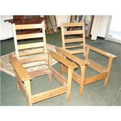 Pr. L&JG Long Arm Oak Morris Chairs