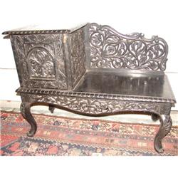 Victorian Reticulated Carved 1 Door table w/shelf