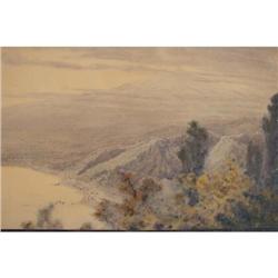 Coastal Valley Scene Signed  by Samuel Colman
