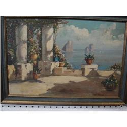 Oil on Canvas Signed Riccio Capri Island