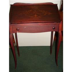 Inlaid Drop Front Mahogany Desk