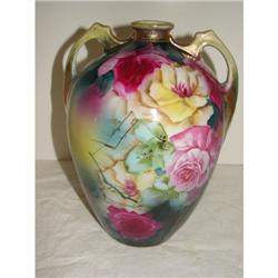 Nippon Vase w/ Roses  & Gold Trim
