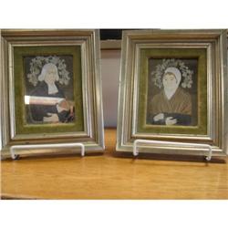 Lady & Gent Cut Out and Laid on Mirror Framed