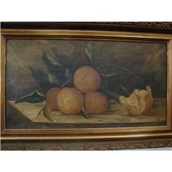 Oil on Canvas Still Life Oranges Sgd H. Davey